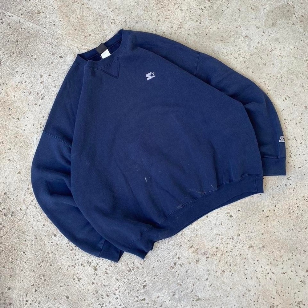 Vintage 90s Starter Crewneck Navy Blank Size XXL